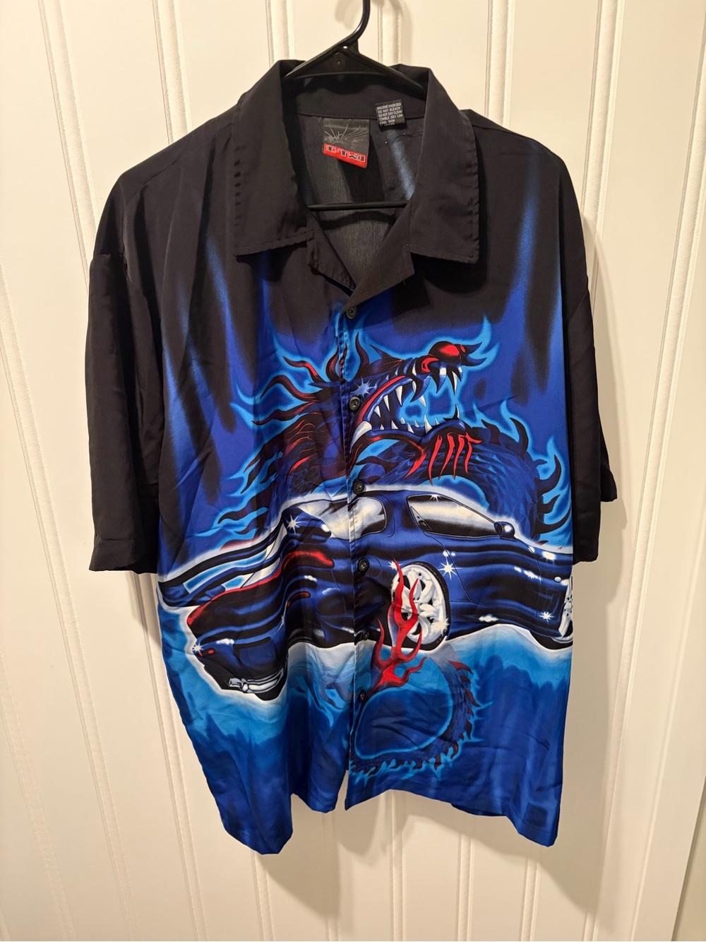 Vtg C-Two Blue Dragon & Mazda RX-7 Graphic Shirt - Mens XL Y2K Streetwear